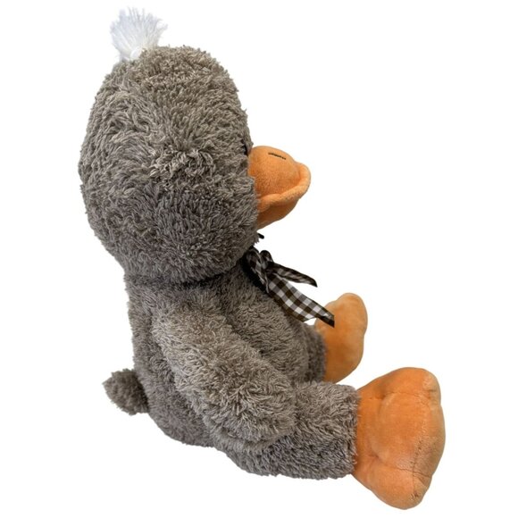 Kellytoy Plush Duck Stuffed Animal 12" Brown Orange Gingham Bow Soft Cuddly 3+ - Picture 3 of 8